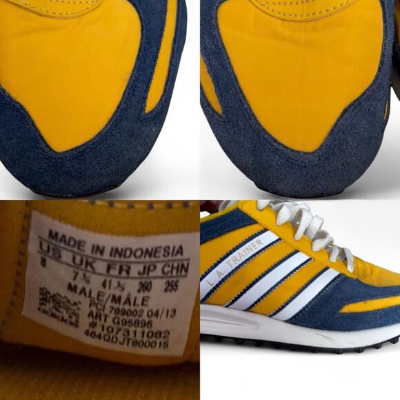 Adidas Originals L.A. Trainer Yellow Blue Suede Sneakers Men\'s Size 8 main image 5